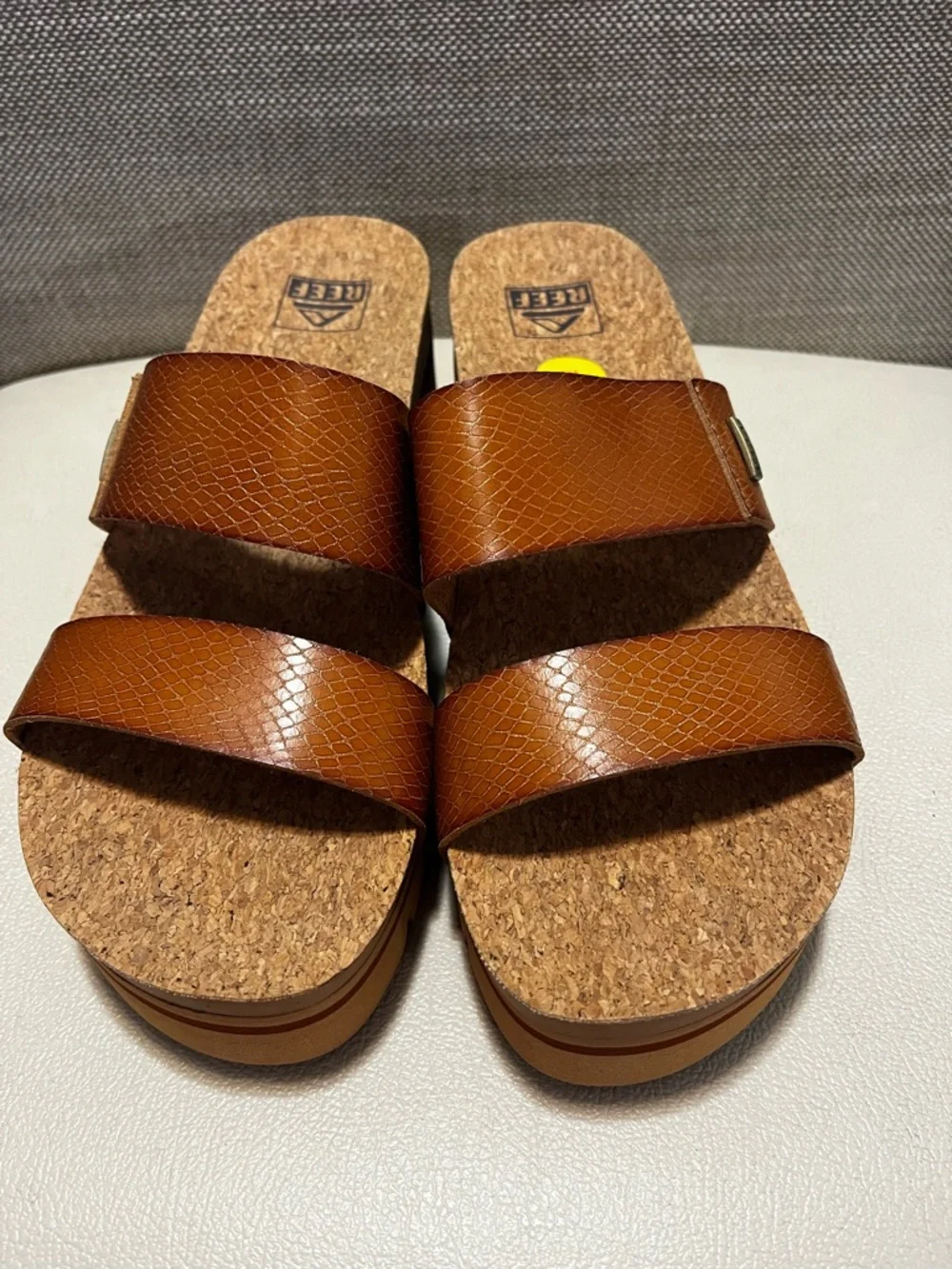 Reef Cushion Vista Higher Cognac Dual-Strap Platform Slide Women’s Size 9 - Picture 3 of 9